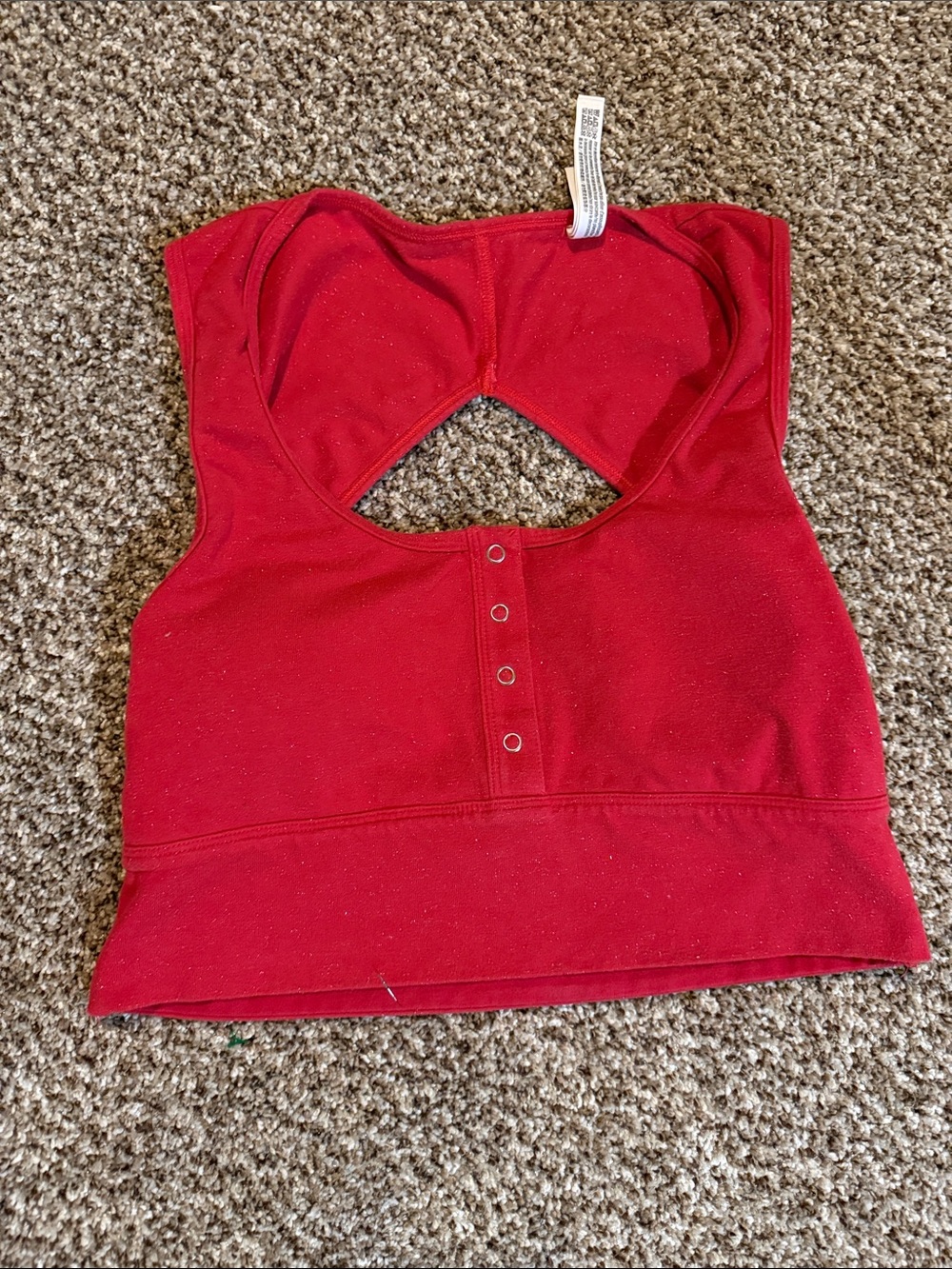 PINK Victoria's Secret Red Snap-Front Cutout Crop Top